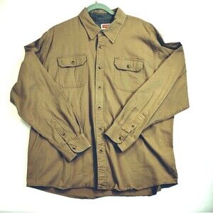 Wrangler Shirt Men's XL Long Sleeve Button Up Pockets Twill Utility Chore Barn